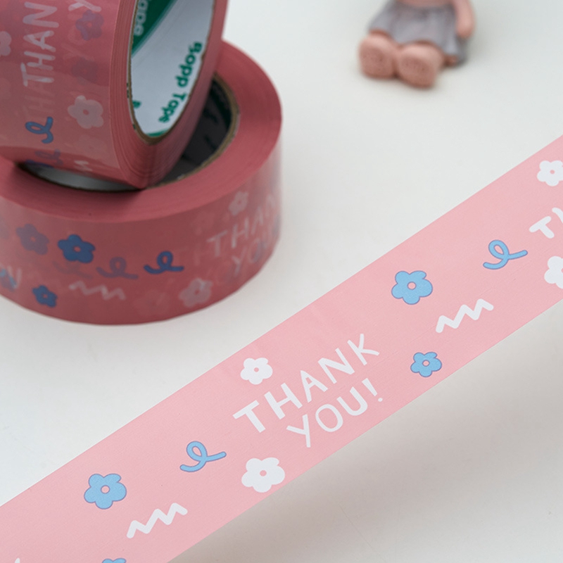 1PC 45Mm Pink Opp Tape Carton Tape Strong Adhesive Packaging Pink Font Sealing Tape Thank You Very Much Adhesive Tape